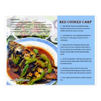 Chinese Red Cooked Carp Recipe Postcard