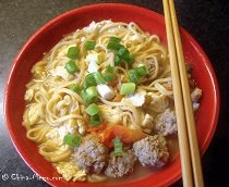 Chinese Egg Meatball Noodle Soup